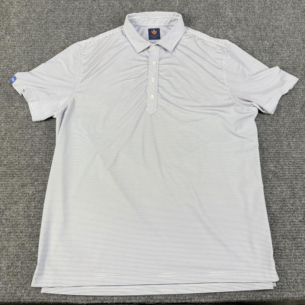 Donald Ross Polo Shirt Mens XL Blue Striped Golf Performance Moisture Wicking